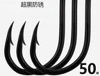 4X Heavy Black Tube-Eye Saltwater Hooks, Sizes 16–28 – product photo