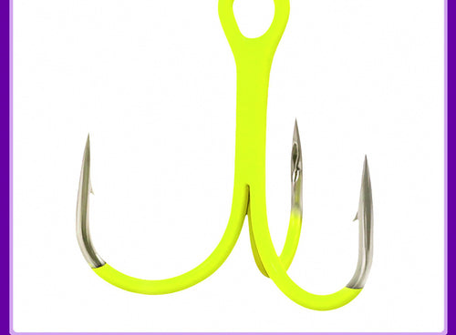 Fluorescent Green Treble Hooks, Barbed, #14–10/0 – product photo