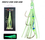 Luminous Squid Skin Treble Hook, PE Line Tied, 2/0–4/0 – product photo
