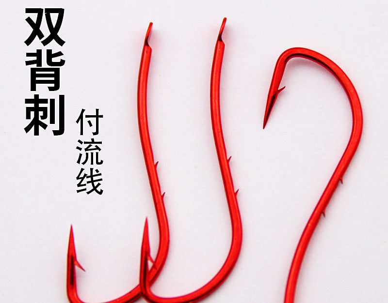 Long Shank Barbed Bait Hooks, Red or White, Size 8–18 – product photo