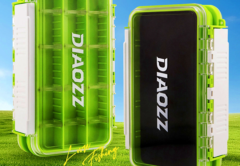 Waterproof Double-Sided Lure & Tackle Storage Box, Green – product photo