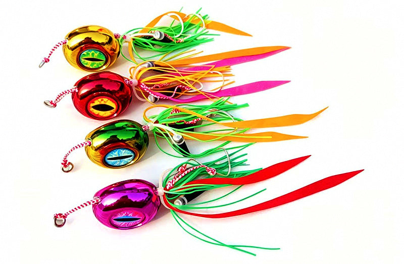 Slow Pitch Metal Jig, Silicone Tail, 40–200 g (1.4–7.1 oz) – product photo