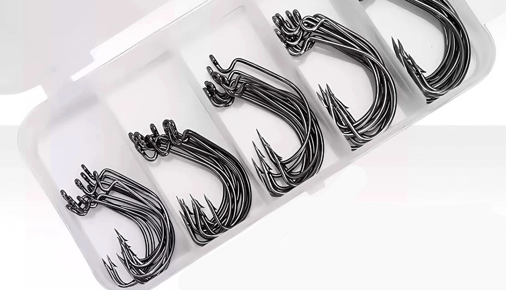Black Nickel Offset Worm Hooks, Assorted Kit or Single Size – product photo