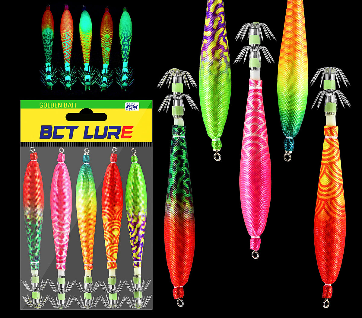 Glow Cloth Wrap Squid Jig, Size 4, 10.85 cm (4.3 in) – product photo