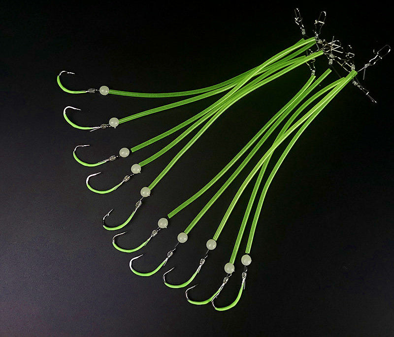 Glow Pre-Tied Hook Rigs, Barbed, 10 pcs per Pack – product photo