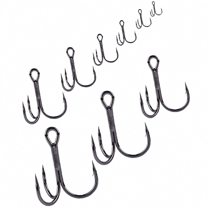 Barbed Treble Hooks, Black High-Carbon, 20-Pack – product photo