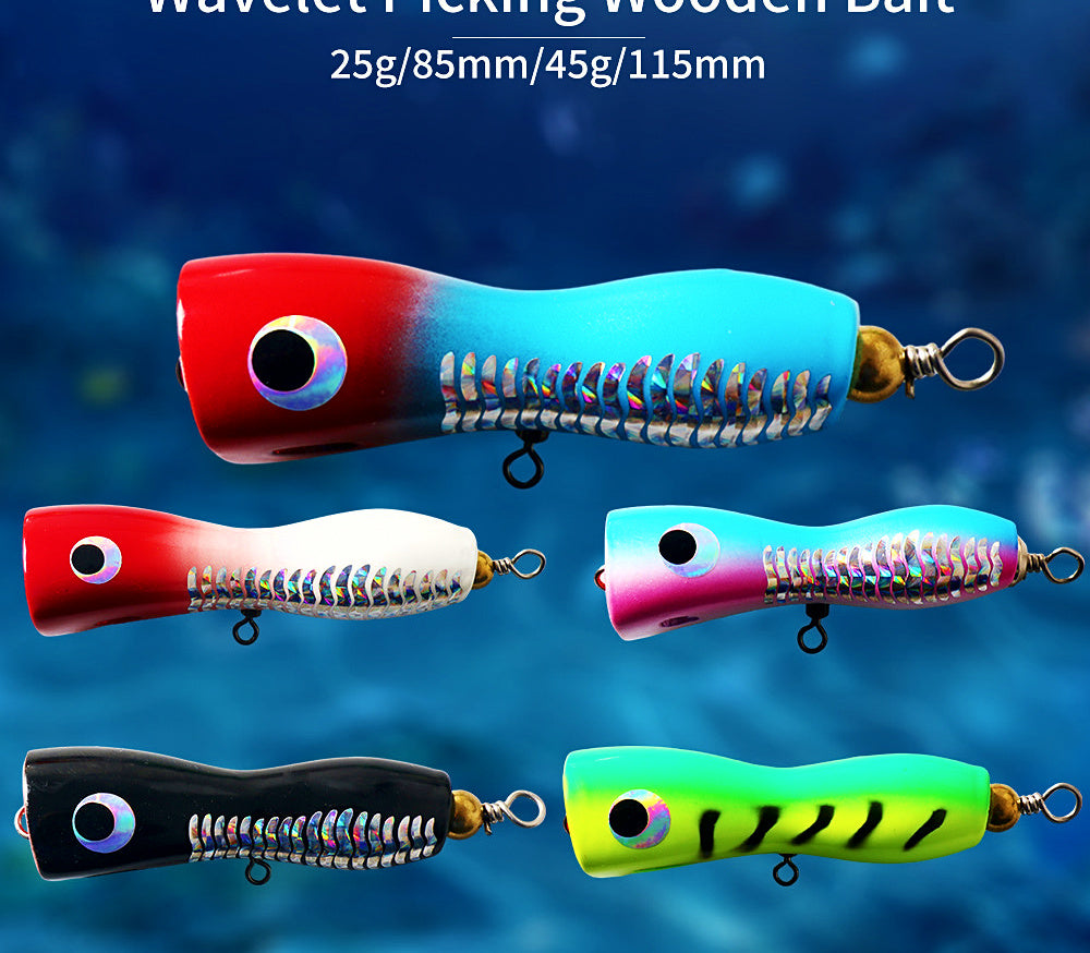 Wooden Popper Lure, 85 & 115 mm (3.3 & 4.5 in), 25 & 45 g – product photo