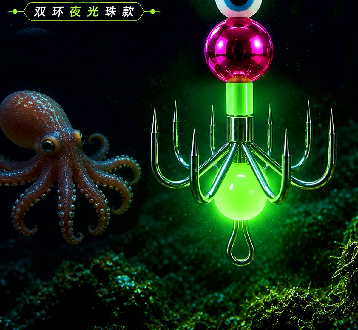 Octopus Squid Hook Size 19, Barbed, Assorted Styles – product photo