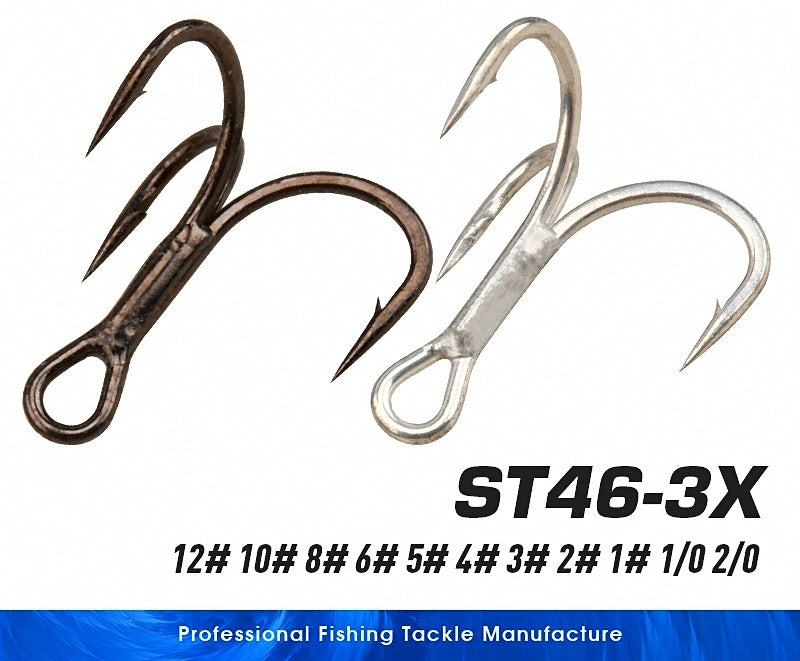 Barbed Treble Hooks, High Carbon Steel, Sizes 5 to 4/0 – product photo