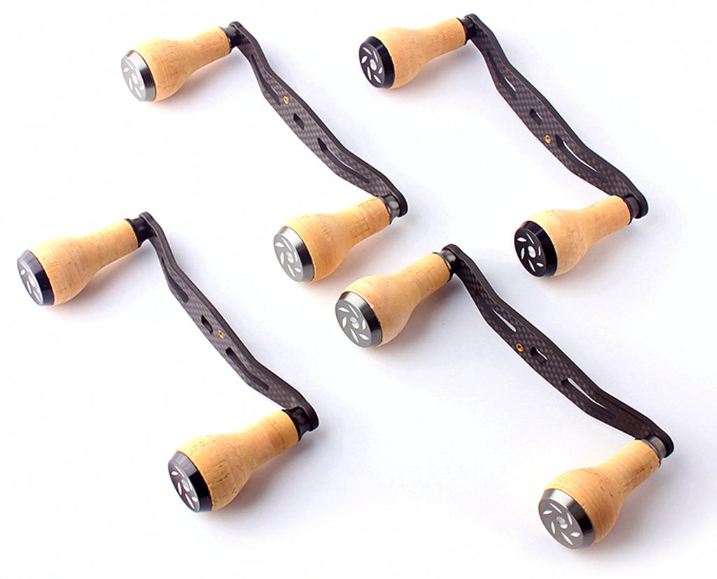 Carbon Double Baitcasting Reel Handle, Cork Knobs, 120/130 mm – product photo