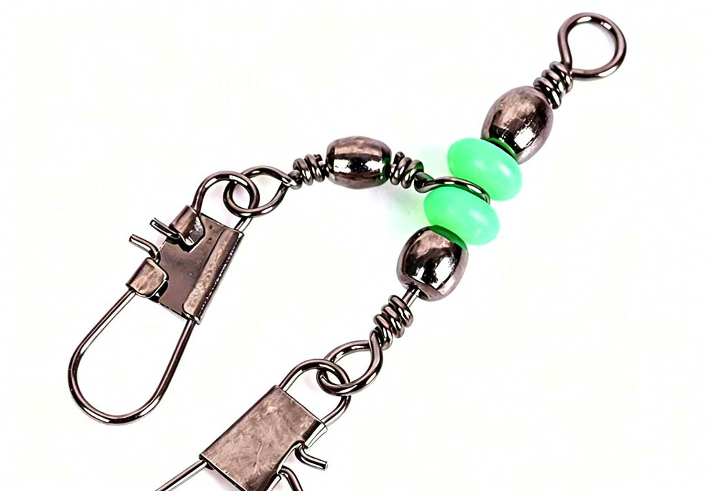 Barrel Swivel with Snap, Glow Bead, Black, 3 Sizes – product photo