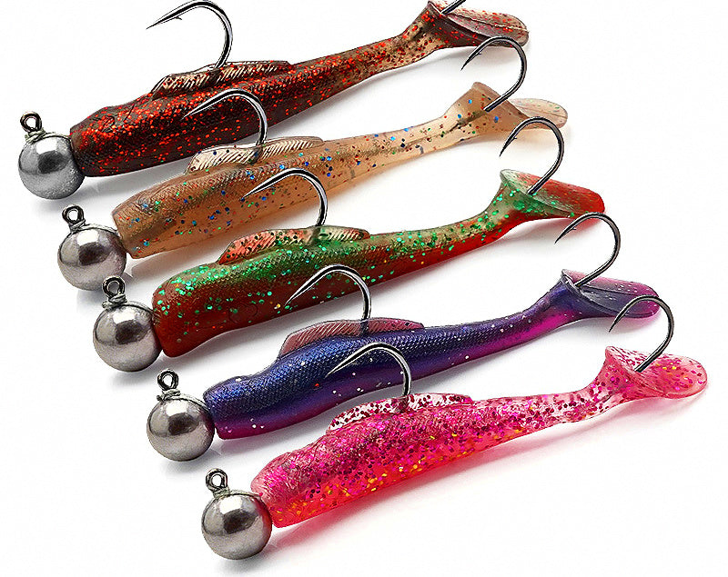 T-Tail Soft Swimbait Set with Jig Heads, 3.5–10 g (0.12–0.35 oz) – product photo