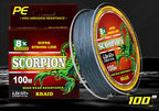 Gray Braided PE Fishing Line, 100 m (109 yd), 4 or 8 Strand – product photo