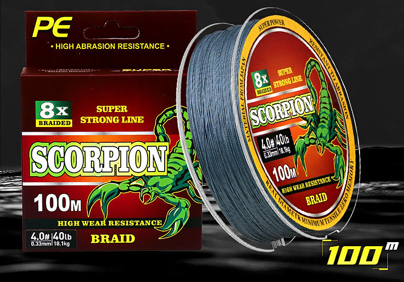 Gray Braided PE Fishing Line, 100 m (109 yd), 4 or 8 Strand – product photo