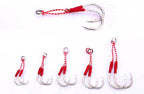 Feathered Double Hooks, Barbed, Carbon Steel, Sizes 10–20 – product photo