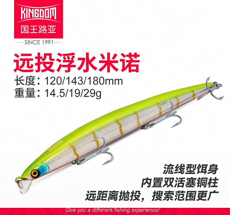 Floating Minnow Lure, 3 Hooks, 120–180 mm (4.7–7.1 in) – product photo
