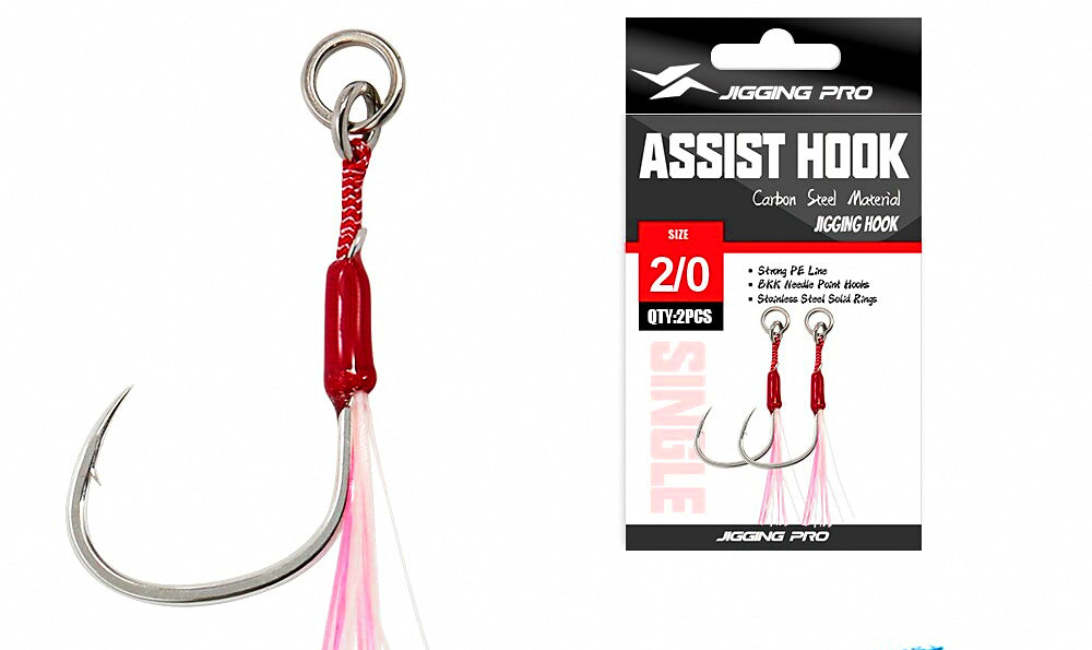 Black Single Hooks for Metal Jigs, 2-Pack, Size #2 to 4/0 – product photo