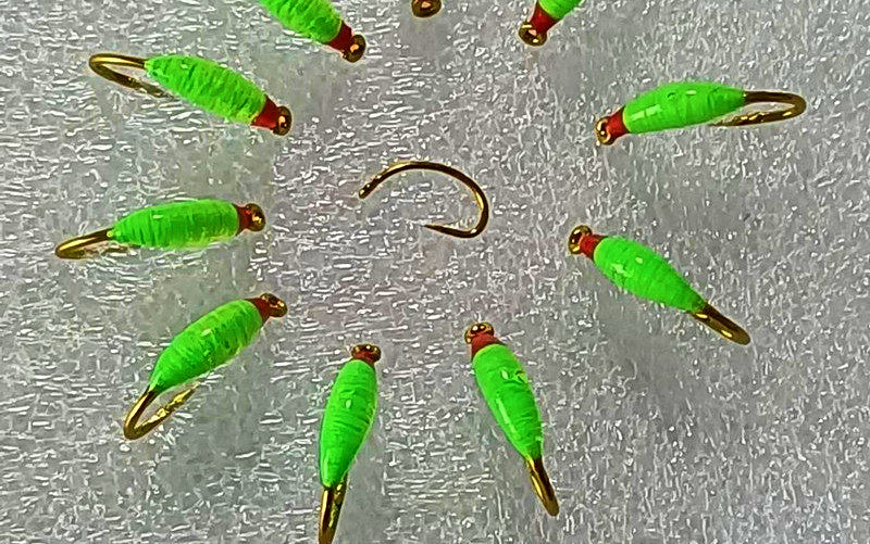 Red-Head Nymph Fly Fishing Flies, Barbed Hook, Size 10–20 – product photo