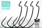 Wide Gap Offset Worm Hooks, Black Nickel, Sizes 1–6/0 – product photo