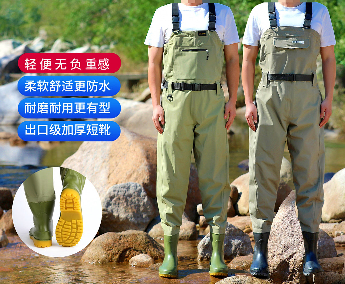 Bootfoot Fishing Waders with Zip Pockets, Unisex, Sizes 36–47 – product photo