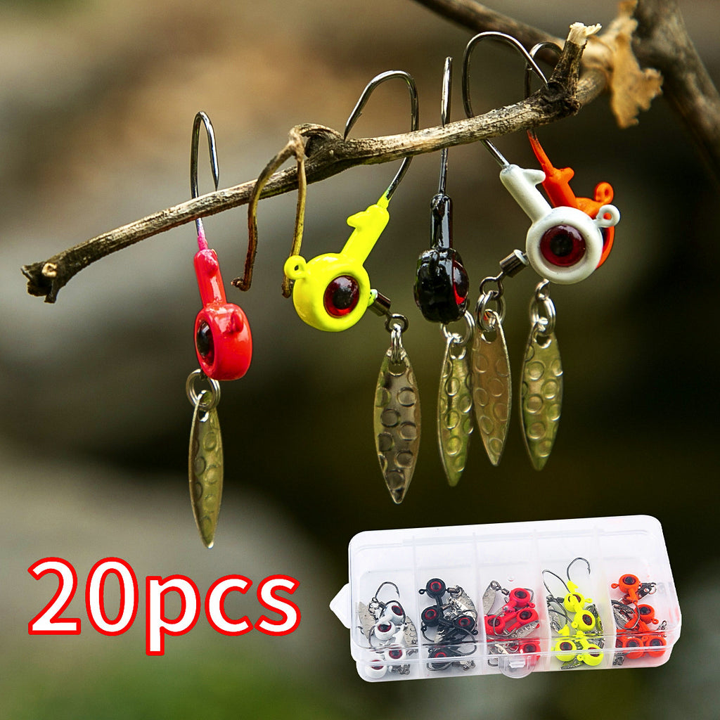 Lead Head Jig Hook Lure Assortment w/ Spinner Blades, 20 Pc – product photo