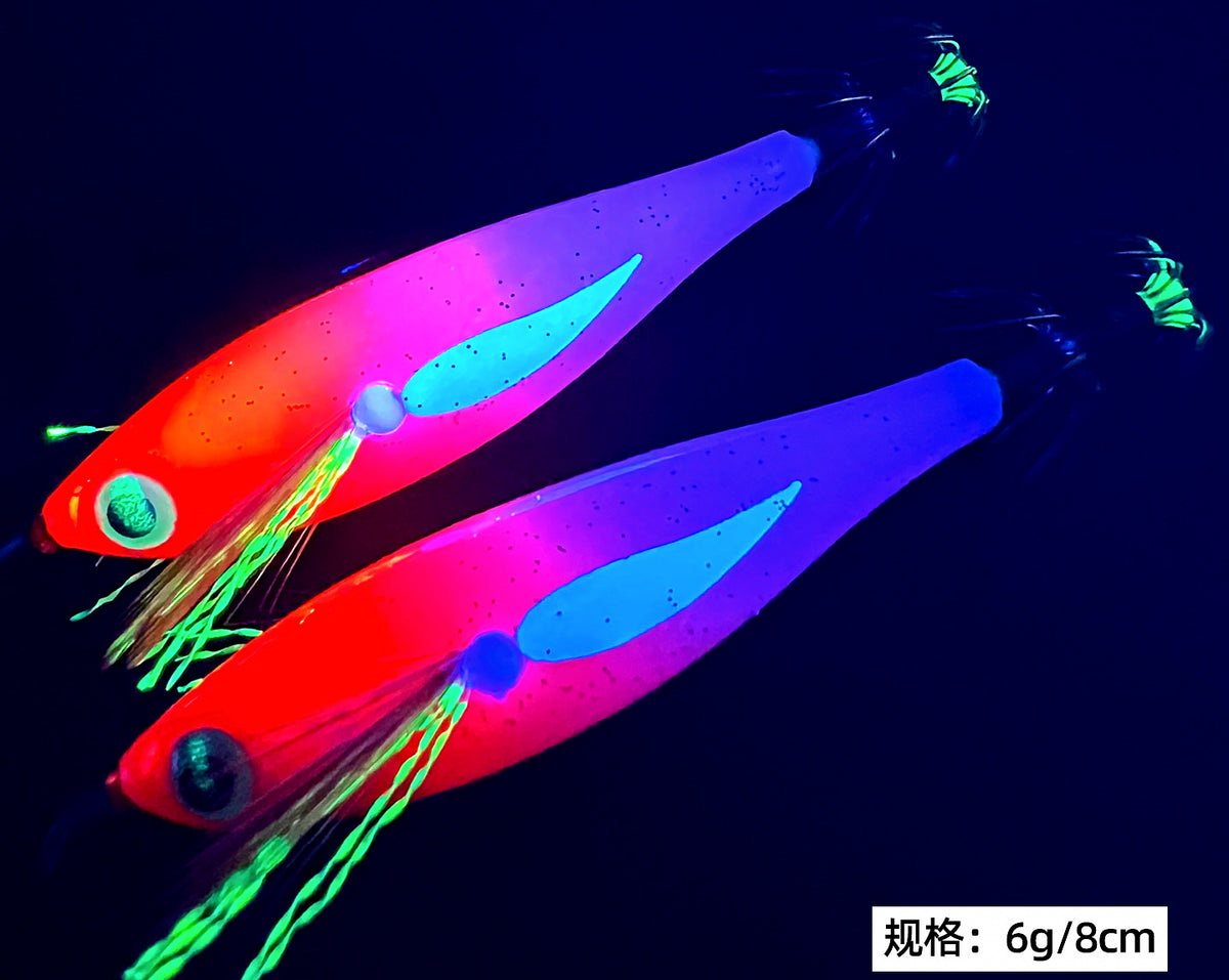 UV Glow Wooden Shrimp Squid Jig, 6 g (0.2 oz), 8 cm (3.1 in) – product photo
