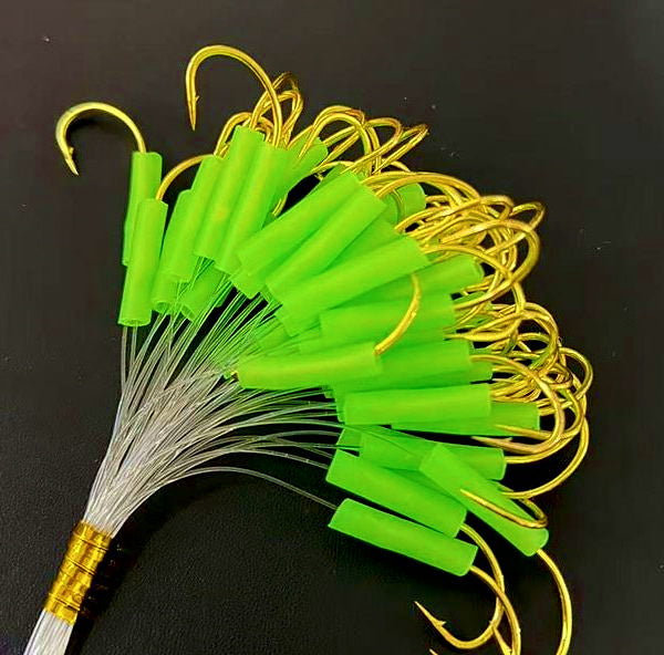 Pre-Tied Glow Tube Single Hooks, #16–22, 50 or 500 Pcs