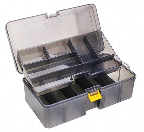 Double-Layer Lure Tackle Box, Gunmetal Translucent – product photo