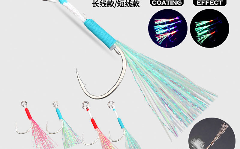 Luminous Single Jig Hook with Steel Wire, 1/0–4/0, 2 per Pack – product photo