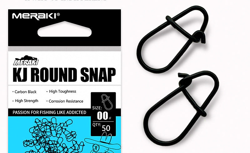 Black Gourd-Shape Fishing Snaps, 50 pcs, Sizes 000–2 – product photo