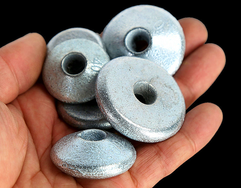 Galvanized Iron Round Sinkers, 1.06–3.53 oz (30–100 g) – product photo