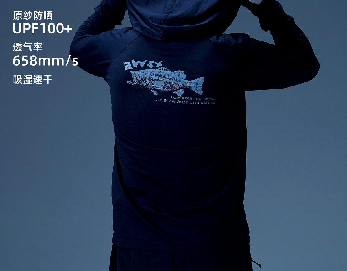 UPF 100+ Hooded Fishing Sun Shirt, Unisex, Quick-Dry – product photo