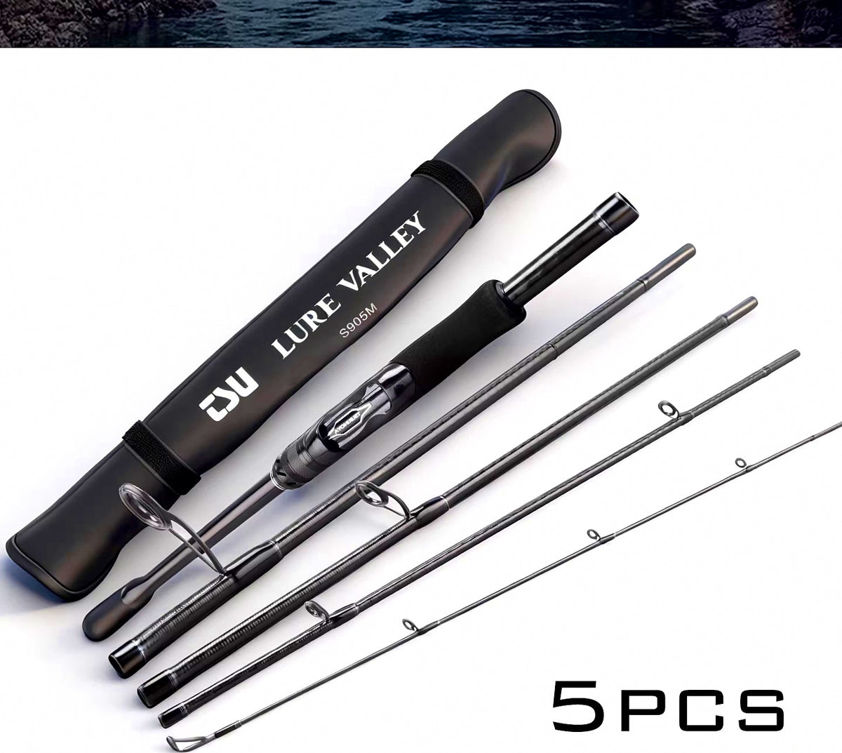 5-Piece Travel Lure Rod, 6 ft 6 in–8 ft 10 in, Carbon – product photo