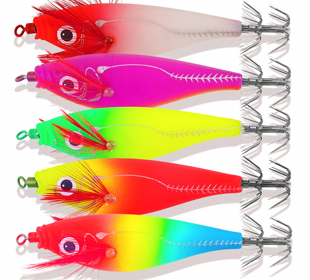 Glow Squid Jig Wood Shrimp with Rattle, 80 mm, 7.5 g (0.26 oz) – product photo