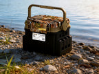 Camo Double-Layer Tackle Box with Rod Tubes & Cup Holder – product photo