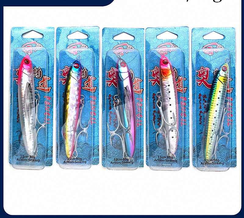Sinking Pencil Lure, 130 mm (5.1 in) 80 g (2.8 oz), Treble Hooks – product photo