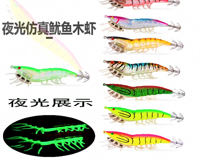 Glow Squid Jig, Shrimp Style, Size 3.0 / 3.5 – product photo