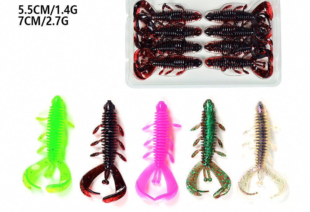 Twin Tail Shrimp Soft Bait, 8-Pack, 5.5 cm or 7 cm – product photo