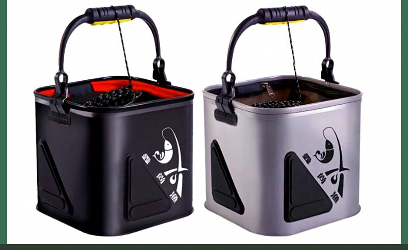 Collapsible Fishing Bucket with Rope, 20–24 cm (7.9–9.4 in) – product photo