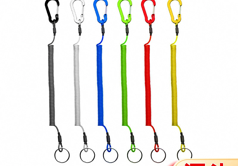 Coiled Fishing Pliers Lanyard with Carabiner, Steel Wire Core – product photo