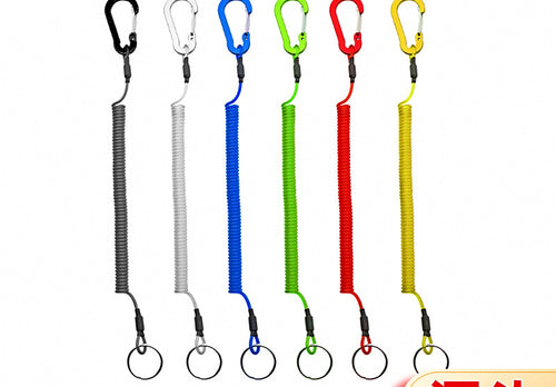 Coiled Fishing Pliers Lanyard with Carabiner, Steel Wire Core – product photo