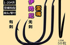Iseni Wry-Mouth Fishing Hooks, 50-Pack, Size 1–20 – product photo