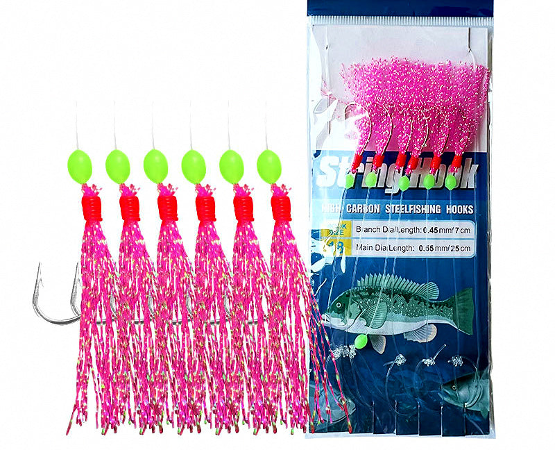 Glow Fish Skin Bait Rig Hooks, Barbed, 6 per Pack – product photo