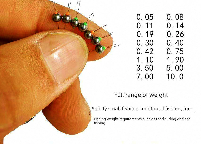 Tungsten Steel Self-Locking Sinkers, 0.002–0.071 oz (0.05–2 g) – product photo