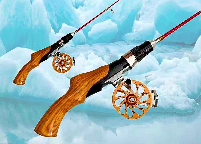Mini Ice Fishing Rod, Wood Handle, 50–70 cm (19.7–27.6 in) – product photo
