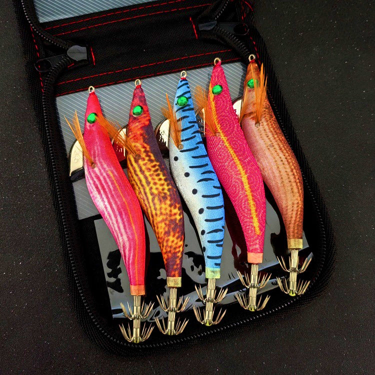 Glow Rattle Wooden Shrimp Squid Jig, Sizes 2.5, 3.0, 3.5 – product photo