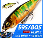 Slow Sinking Pencil Topwater Lure, 59–80 mm, 5.5–11 g – product photo