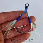 Barbed Double Assist Hooks for Slow Pitch Jigs, 1/0–4/0 – product photo