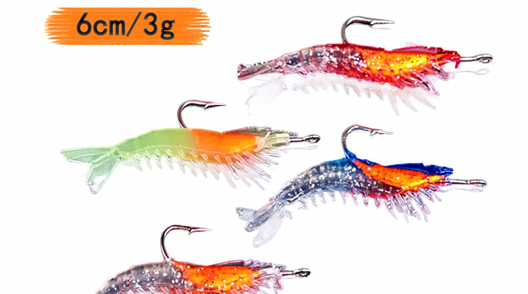 Weighted Soft Shrimp Lure with Hook, 6 cm (2.4 in), 3 g – product photo