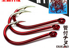 Red Senmata Ring Eye Barbed Hooks, Saltwater, Bulk Pack – product photo